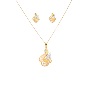 Traditional Paisley Gold Pendant And Earrings