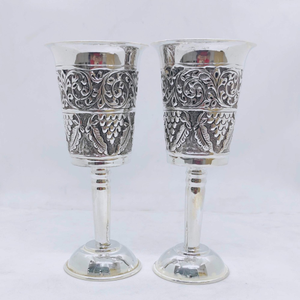 Stylish real silver wine glasses in fine anti