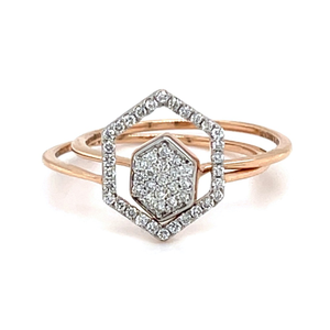 Stackable hexagon diamond ring in 18k rose go