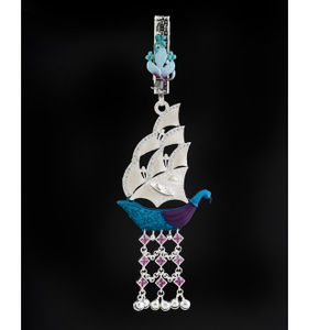 Silver dazzling antique waist keychain