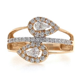 18kt / 750 rose gold two drop diamond ladies 
