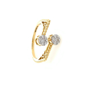 Dual flower fancy diamond ring in 18k yellow 