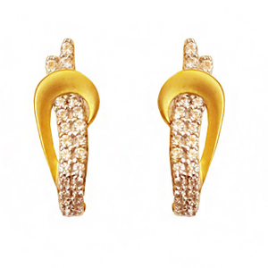 22 k yellow solid gold cubic zirconia huggie 
