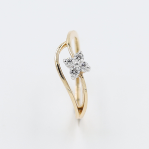 Slender Real Diamond Flower Ring