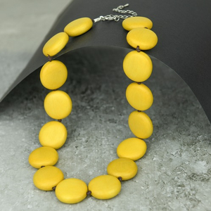 Sunshine Yellow Lucy Short Round Wooden Neckl
