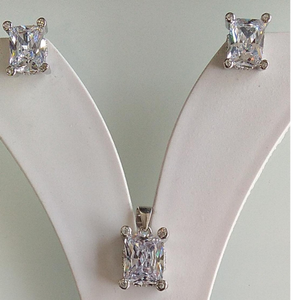 925 sterling silver white stone square design