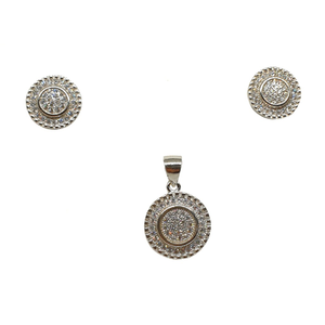 925 Sterling Silver Round Shaped Pendant Set 