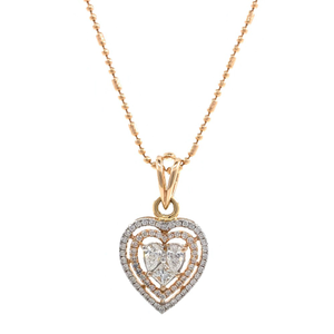 Heart shaped diamond pendant in 18k rose gold