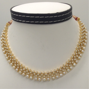 Freshwater white button pearls necklace set j