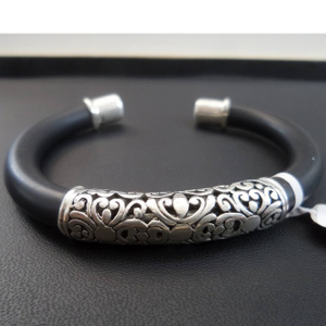 925 SILVER BRACELET WITH ITALIAN LETHER