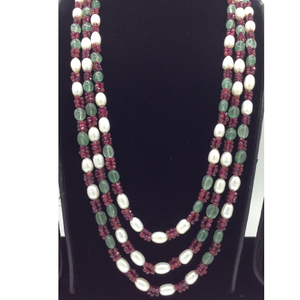 White Oval Pearls with Red,Green Beeds 3 L