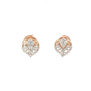 Rose Gold Diamond Marquise Cluster Heart Earr