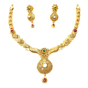916 gold antique necklace set mga - gn016