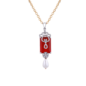 18Kt Gold Lab Grown Diamond With Red Stone Pe