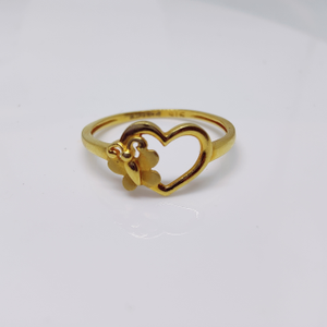 22k gold plain heart and butterfly ladies rin