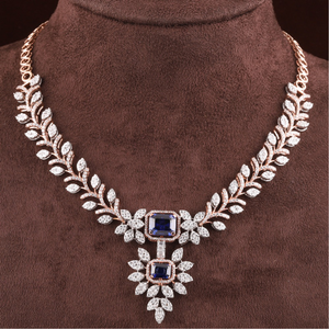 18kt rose gold pan shaped diamond necklace
