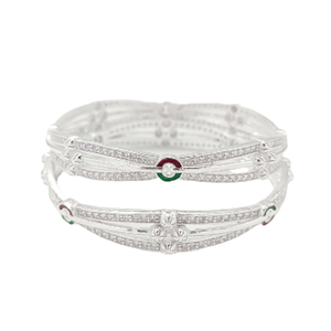 Bridging with Stones 925 Silver Bangle