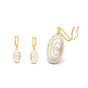 22k gold cz classic duo pendant set