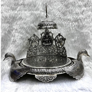 Pure silver gaj lakshmi singhasan on swan in 