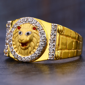 916 Gold Cz Designer Men's  Ring MR665