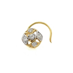 18k yellow gold light weight design nose pin