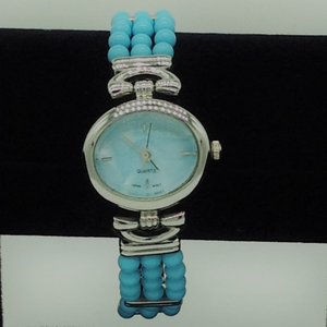 Round turquoise beeds 3 layers watch jbg021