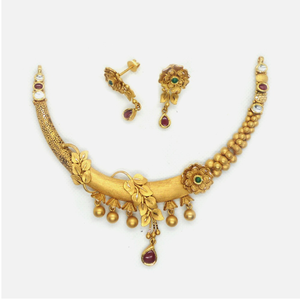 916 Gold Antique Wedding Necklace Set RHJ-495