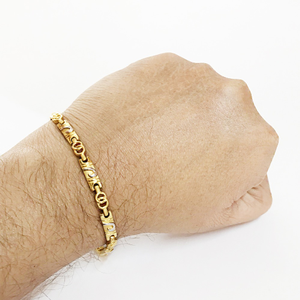18k solid yellow gold 2 tone men's bracelet 7