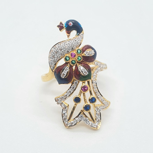 Gold 22.k Peacock Design Ladies Ring