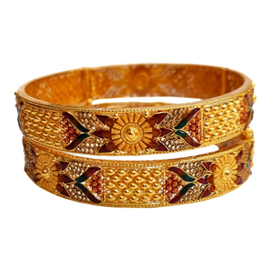22K Gold Meenakari Designer Patla Bangles MGA