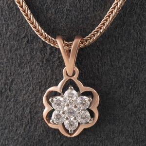 18kt rose gold flower shaped diamond pendant