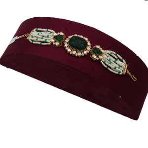 22K Gold Green Stone Pocha Bracelet