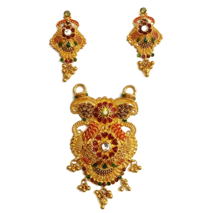 916 Gold Minakari Heart Shepherd Mangalsutra 