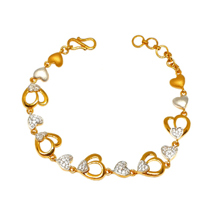 22K Gold Heart Shape Designer Bracelet MGA - 