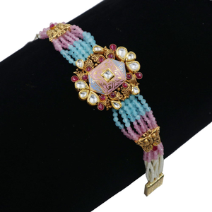Colourful Moti Pretty Gold Bracelet AJB62