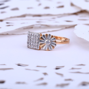 Delicate Rose Gold 18K Ladies Cz Ring-RLR397