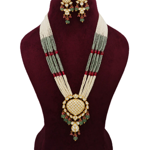 916 Gold Unique Colourful Moti Necklace Set A