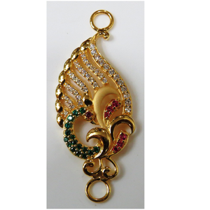 22kt gold CZ casting chain side peacock penda