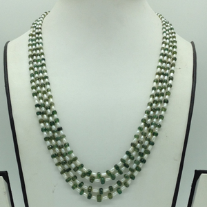 White Pearls with Emeralds Beeds Necklace JP