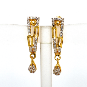 22k Yellow Gold CZ Pretty Bali Earrings