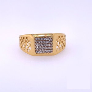 22k Yellow Gold Micro Setting Stone CZ Ring