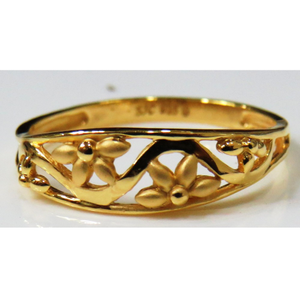 22kt plain gold flower ladies band ring plr-7