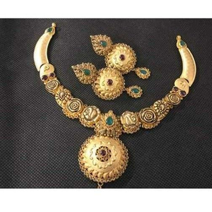 22kt designer gold jadtar necklace set