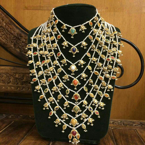 Gold Designer 8 Line Satlada Necklace
