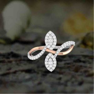 18KT Rose Gold Modern Designer Diamond Rose R