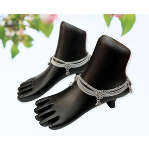 925 silver oxidised broad payal