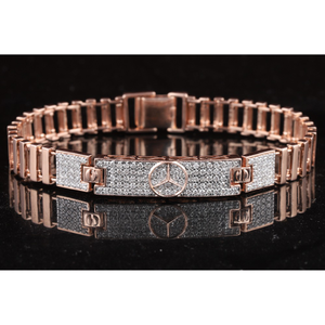 18kt mercedes shaped diamond men's bracelet