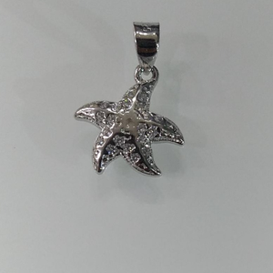925 sterling silver star fish diamond pendant