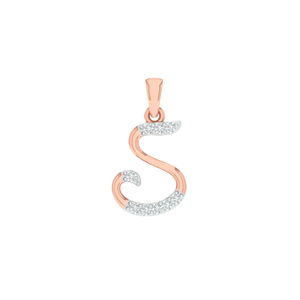 18k rose gold real diamond alphabet pendant m