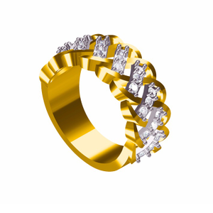 18KT Yellow Gold fancy ladies Studded Ring
